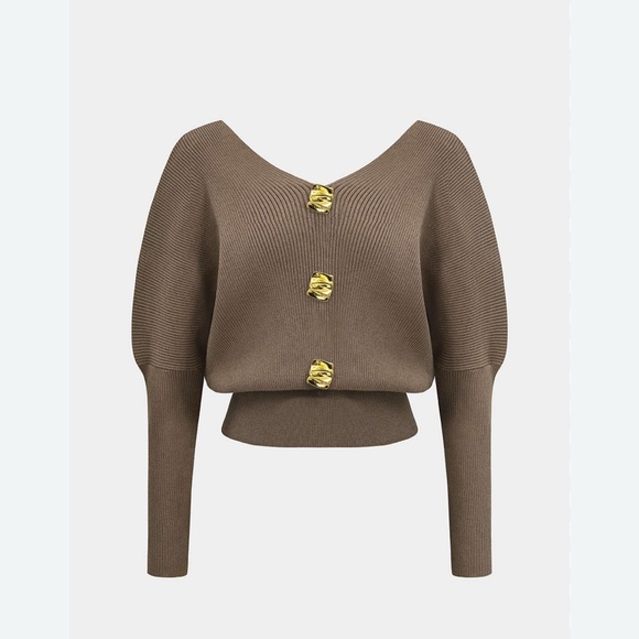 Micas Sweaters - MICAS Chocolate Brown Cardigan with a Great Back. Look good Coming and Going